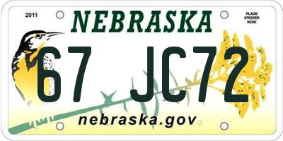 NE license plate 67JC72
