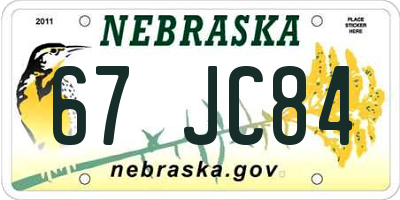NE license plate 67JC84