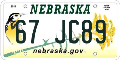 NE license plate 67JC89