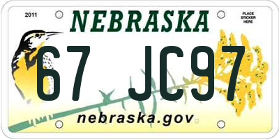 NE license plate 67JC97