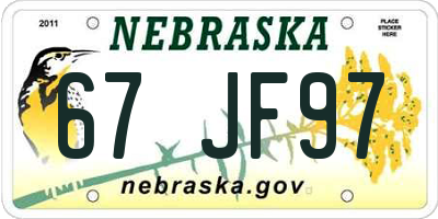 NE license plate 67JF97