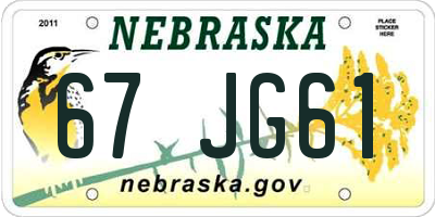 NE license plate 67JG61