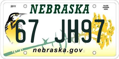 NE license plate 67JH97