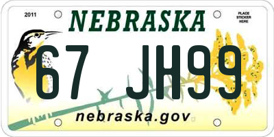 NE license plate 67JH99