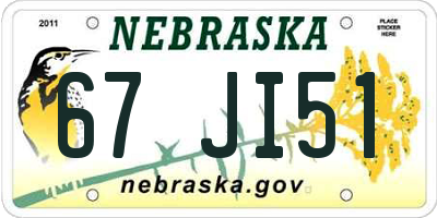 NE license plate 67JI51