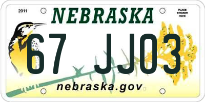 NE license plate 67JJ03