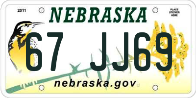 NE license plate 67JJ69
