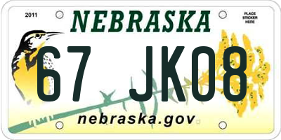 NE license plate 67JK08