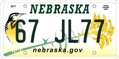 NE license plate 67JL77