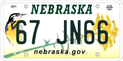 NE license plate 67JN66