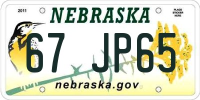 NE license plate 67JP65