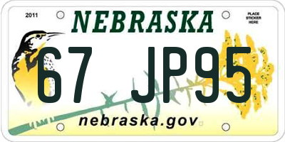 NE license plate 67JP95