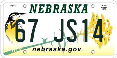 NE license plate 67JS14