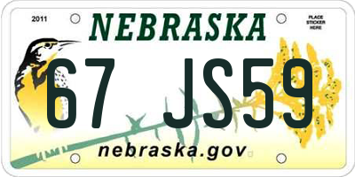 NE license plate 67JS59