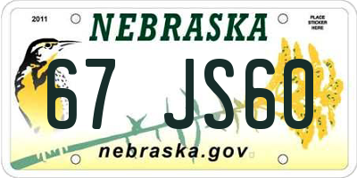 NE license plate 67JS60