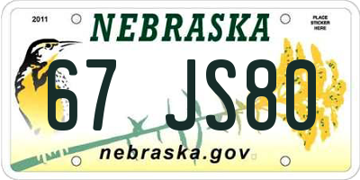 NE license plate 67JS80