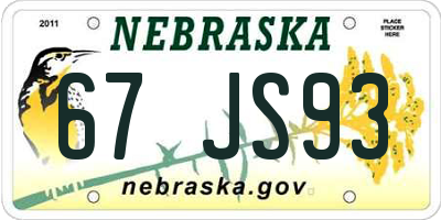 NE license plate 67JS93