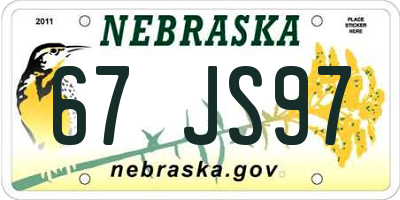 NE license plate 67JS97