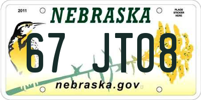 NE license plate 67JT08