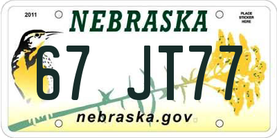 NE license plate 67JT77