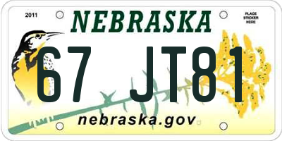 NE license plate 67JT81