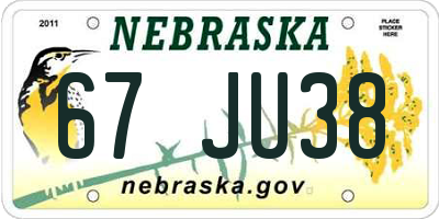 NE license plate 67JU38