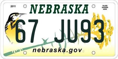 NE license plate 67JU93