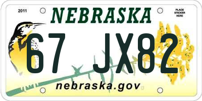 NE license plate 67JX82