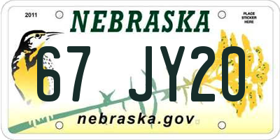 NE license plate 67JY20