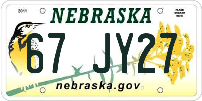 NE license plate 67JY27