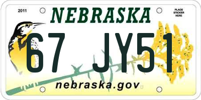 NE license plate 67JY51
