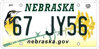 NE license plate 67JY56