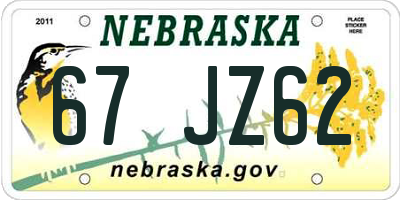 NE license plate 67JZ62