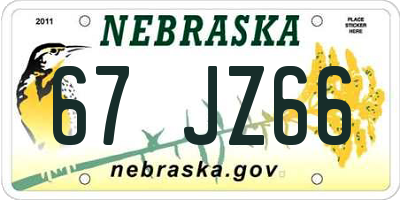 NE license plate 67JZ66