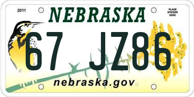 NE license plate 67JZ86