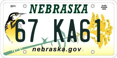 NE license plate 67KA61