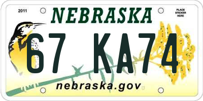 NE license plate 67KA74