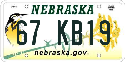 NE license plate 67KB19