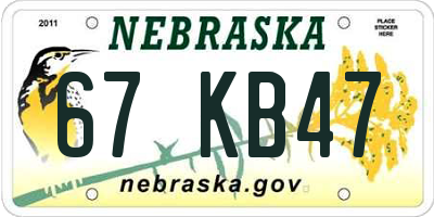 NE license plate 67KB47