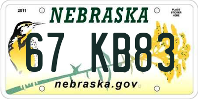 NE license plate 67KB83