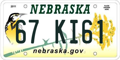 NE license plate 67KI61