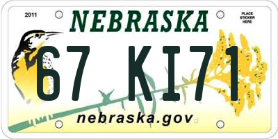 NE license plate 67KI71