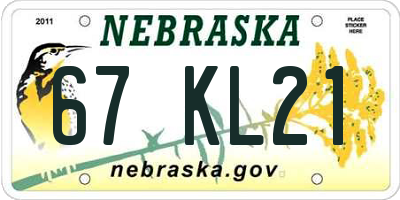 NE license plate 67KL21