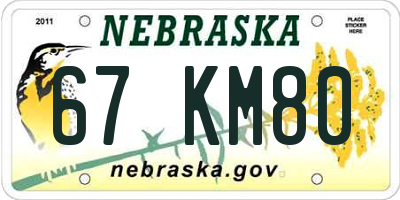 NE license plate 67KM80