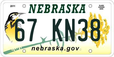 NE license plate 67KN38