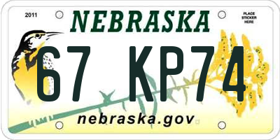 NE license plate 67KP74