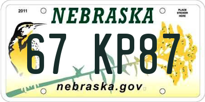 NE license plate 67KP87