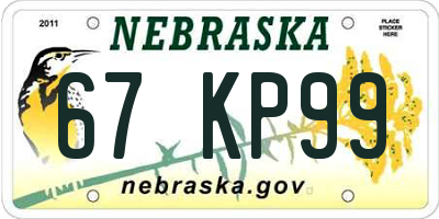 NE license plate 67KP99