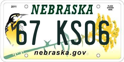 NE license plate 67KS06