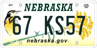 NE license plate 67KS57